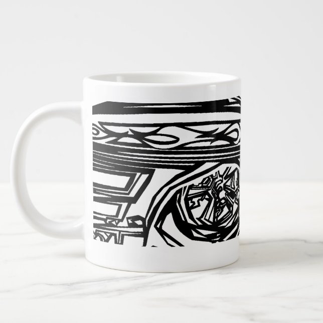 B&W corvette & del falcon Jumbo Mugg (Vänster)
