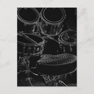 B/W Drumset 1 Vykort