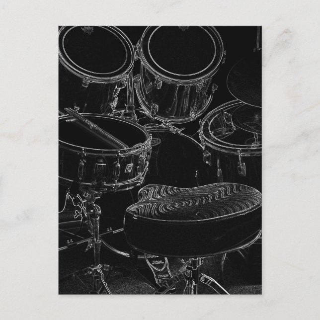 B/W Drumset 1 Vykort (Framsida)