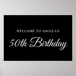 B&W Elegant Script 50-årsfirande Välkommen Poster