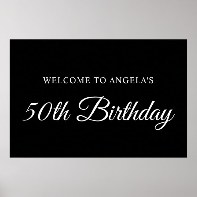 B&W Elegant Script 50-årsfirande Välkommen Poster (Framsidan)