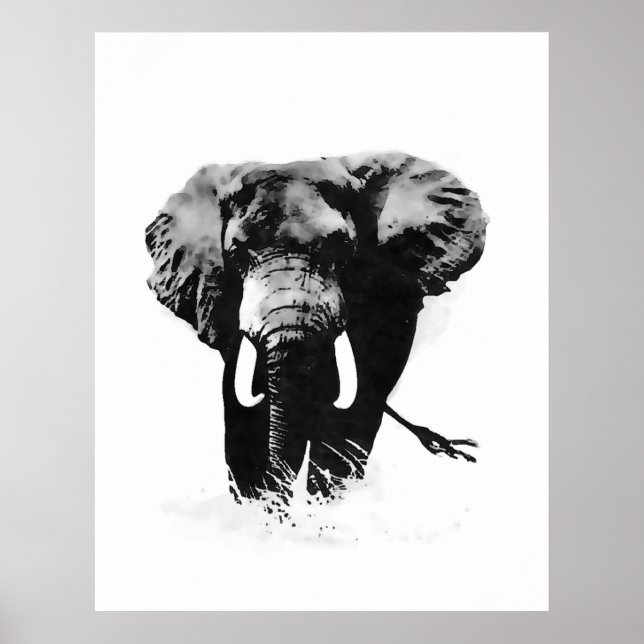 B&W Elephant Poster utskrifter (Framsidan)