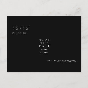 B/W Enkel text endast bröllop Save the Date  Vykort
