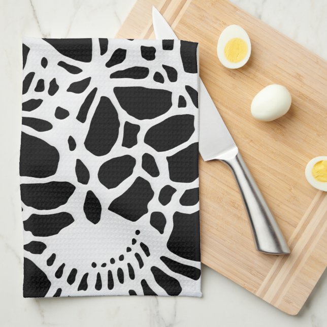 B & W Faux Crochet Mönster Kitchen Towel Kökshandduk (Vikt i Fjärdedel)