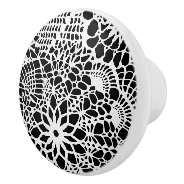 B & W Faux Crochet Mönster Knopp (Höger)