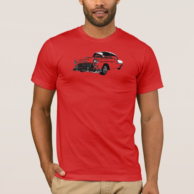 B&W fodrar t-skjortan för konst '55 Chevy T-shirt (Framsida)