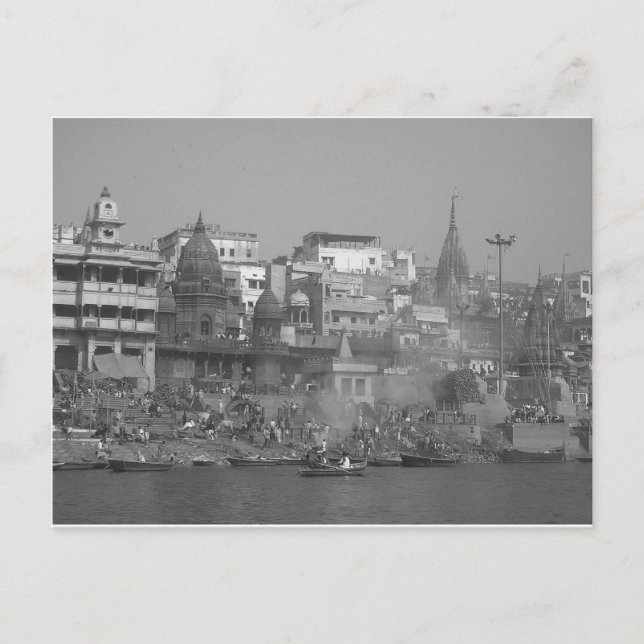 B&W Ganges River Vykort (Framsida)