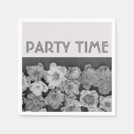 B & W Garden Hellebore Cocktail Napkins Pappersservett