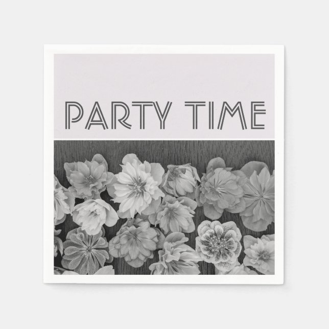 B & W Garden Hellebore Cocktail Napkins Pappersservett (Framsidan)