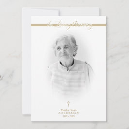 B&W Golden Photo Remembrance Service Dear Ones Anteckningskort