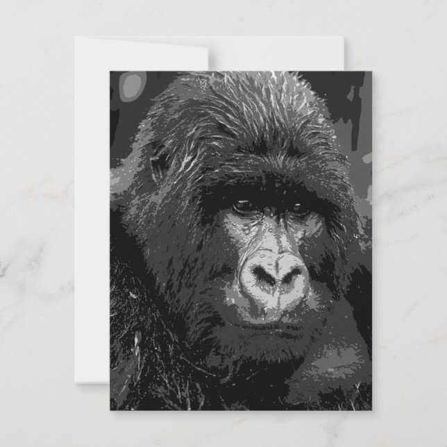 B&W Gorilla Ansikte Inbjudan (Framsida)