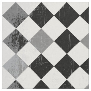 B&W Grunge Checkated Mönster Tyg