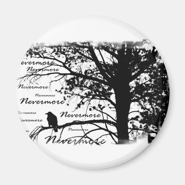 B&W Icke desto mer Raven Silhouette Magnet (Framsidan)