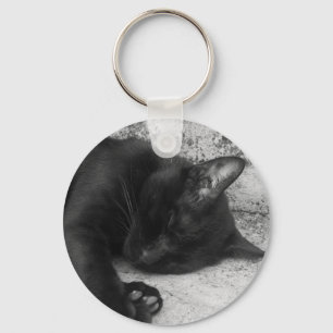 B&W - Katt som sover Nyckelring
