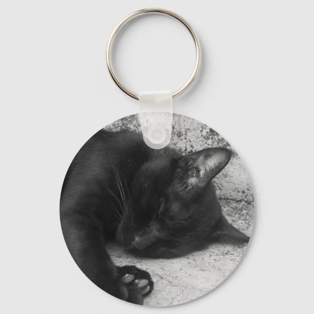 B&W - Katt som sover Nyckelring (Framsida)