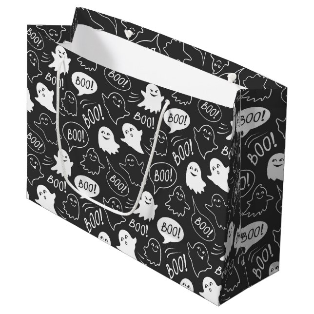 B&W Kute Doodle Halloween Mönster (Framsidan Vinklad)