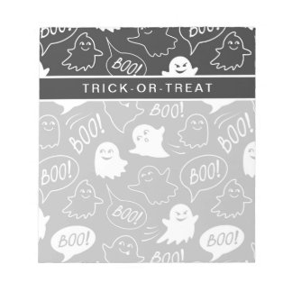 B&W Kute Doodle Halloween Mönster Anteckningsblock