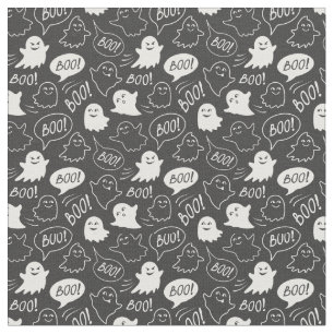 B&W Kute Doodle Halloween Mönster Tyg