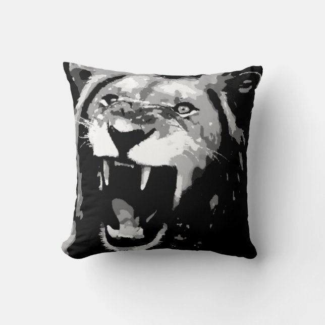 B&W Lejon amerikansk MoJo Pillow Kudde (Framsida)