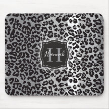 B & W Leopard Mönster w/ Anpassningsbar Monogram &