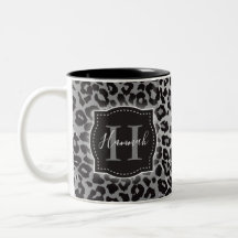B & W Leopard Mönster w/ Anpassningsbar Monogram &