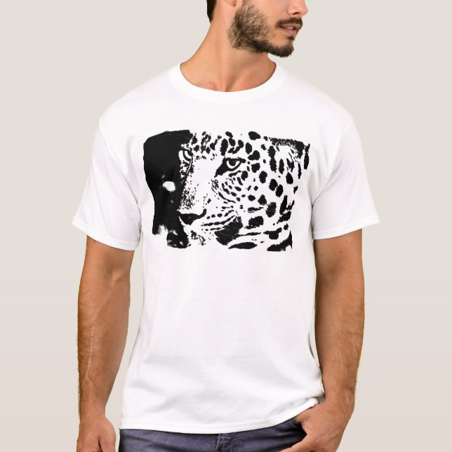 B&W Leopard Ögon T Shirt (Framsida)