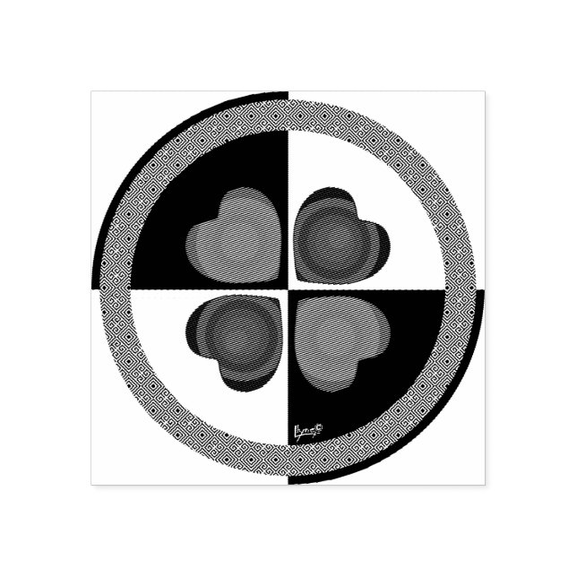 B&W lila hjärtan slår Stämpel (Tryck)