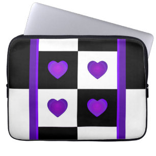 B&W Lila Hjärtat Laptop Fodral
