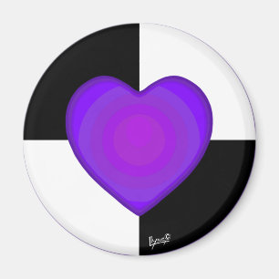 B&W Lila Hjärtat Magnet