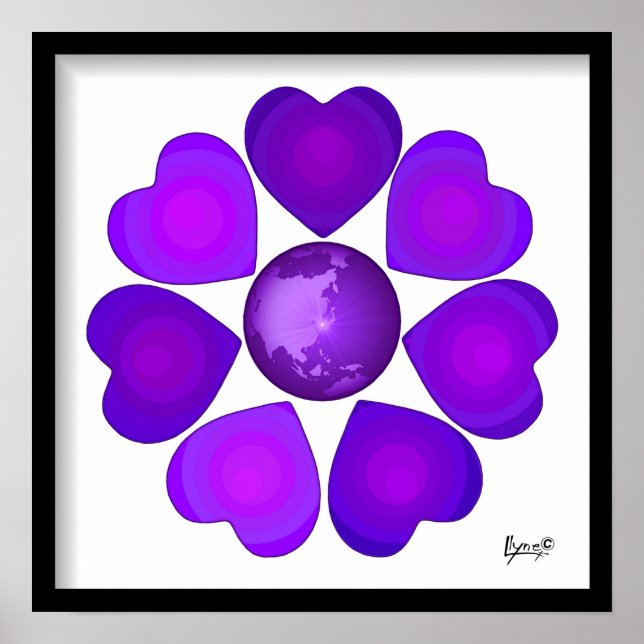 B&W Lila Hjärtat Poster (Framsidan)