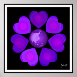 B&W Lila Hjärtat Poster