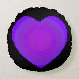 B&W Lila Hjärtat Rund Kudde