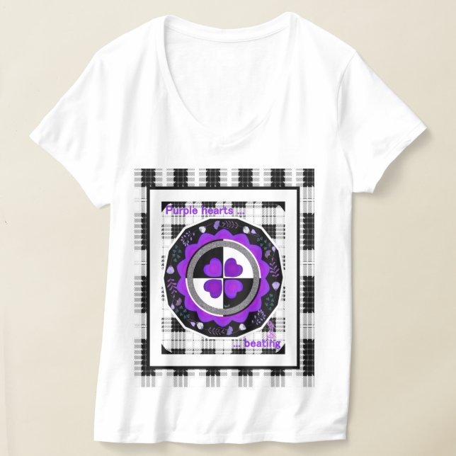 B&W Lila Hjärtat T Shirt (Laydown)