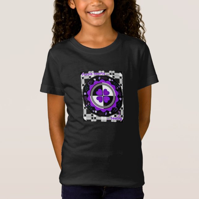 B&W Lila Hjärtat T Shirt (Framsida)