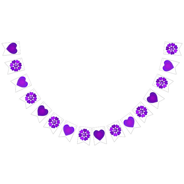 B&W Lila Hjärtat Vimplar (Alla)