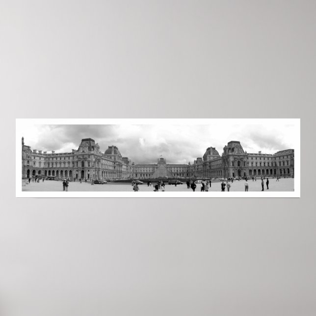 B&W Louvre Panoramic Poster (Framsidan)