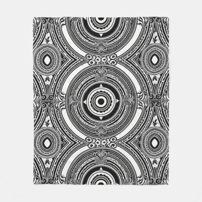 B&W Medaljongmotiv Fleecefilt (Framsidan)