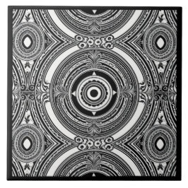 B&W Medallion Motif Kakelplatta