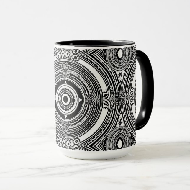 B&W Medallion Motif Mugg (Framsida höger)