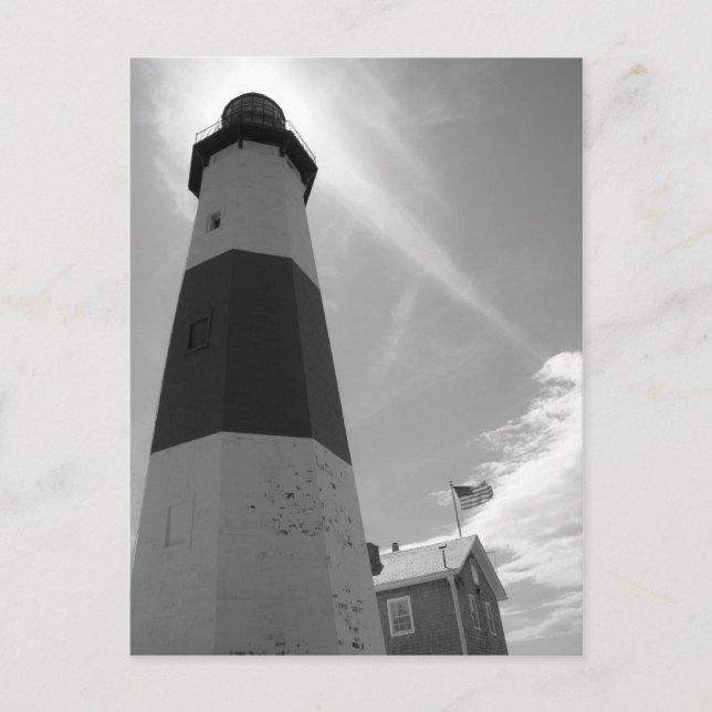 B&W - Montauk-fyr - vykort (Framsida)
