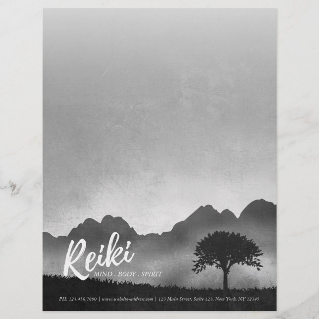 B&W Natural Reiki Master Yoga Mediation-instruktör Brevhuvud (Framsida)