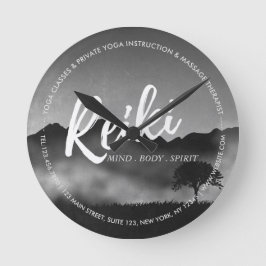 B&W Natural Reiki Master Yoga Mediation-instruktör Rund Klocka