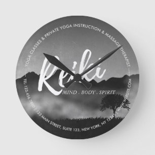 B&W Natural Reiki Master Yoga Mediation-instruktör Rund Klocka