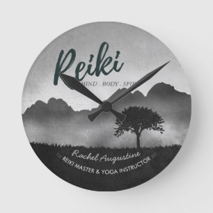 B&W Natural Reiki Master Yoga Mediation-instruktör Rund Klocka