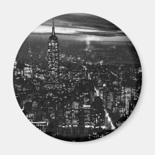 B&W New York City på natten Magnet