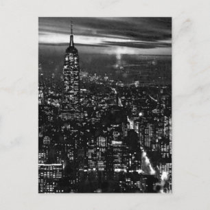 B&W New York City på natten Vykort