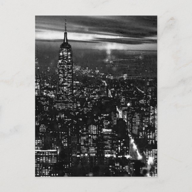 B&W New York City på natten Vykort (Framsida)