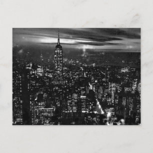 B&W New York City på natten Vykort