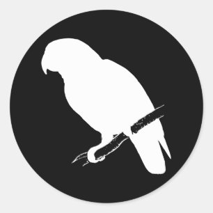 B&W-parrot Runt Klistermärke
