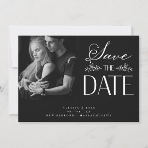 B&W Photo Couple Bröllop Elegant Botanical
